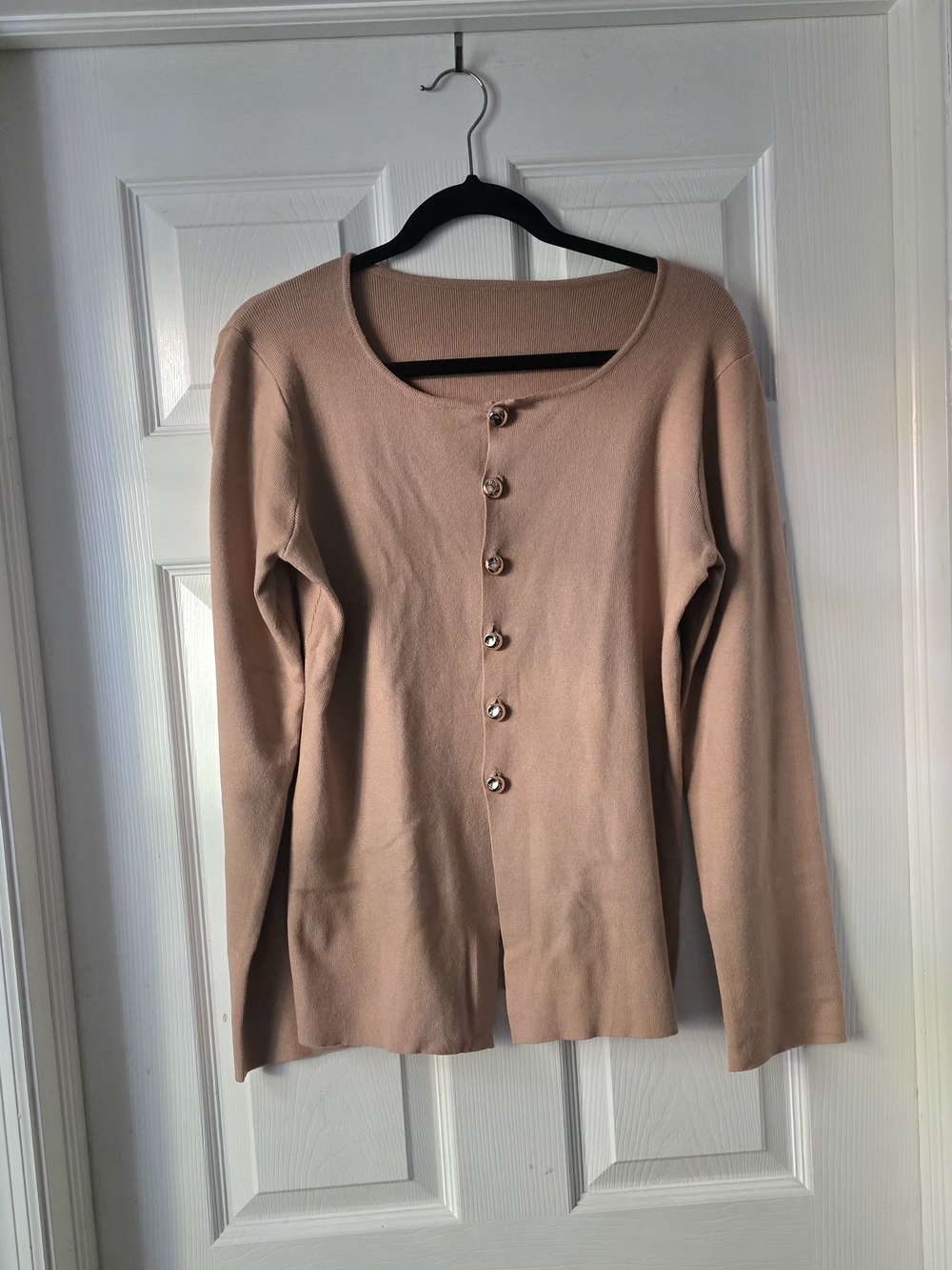 Women's Lightweight Button-Front Cardigan in Light Brown